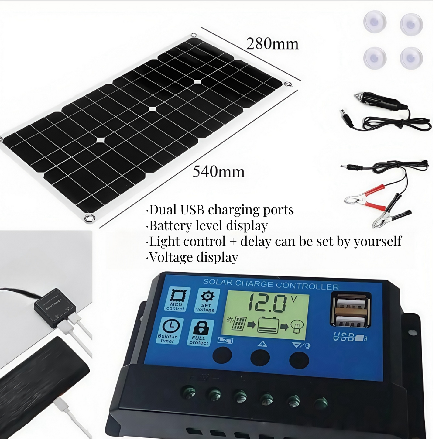 DreamFlower Portable 25W18V Photovoltaic Solar Panel Kit